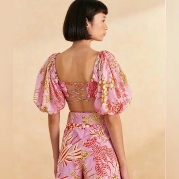 Farm Rio Pink Mixed Lobster Crop Top - Picture 2 of 12